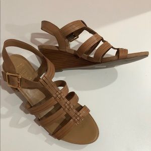 Franco Sarto Nude Leather Wedges